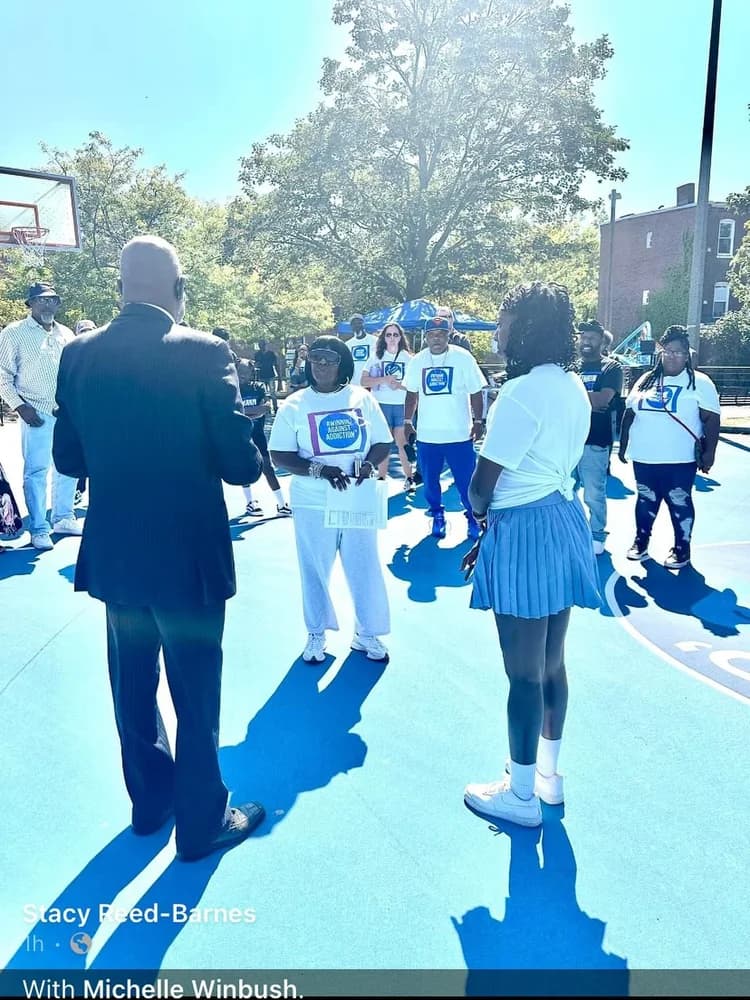 Basketball court community event hosted by Winnin Against Addiction in Boston