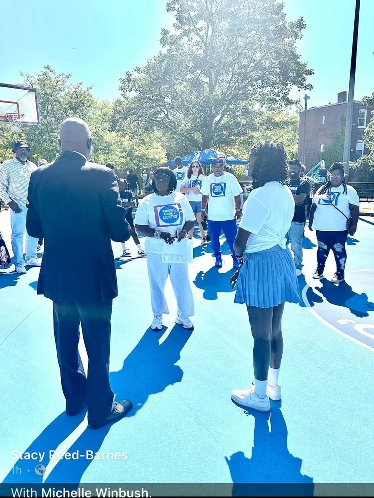 Basketball court community event hosted by Winnin Against Addiction in Boston